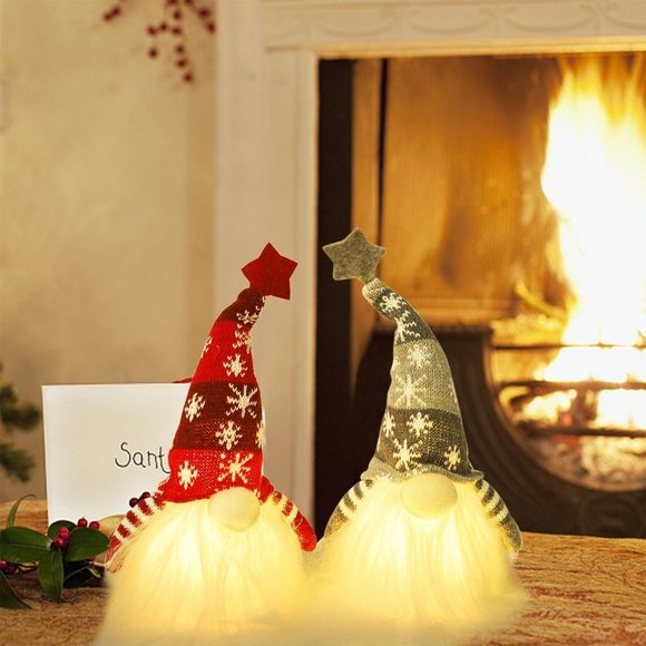 2 Set 11" Lighted Gnome Santa Battery Operated Winter Tabletop Christmas Decor - Picture 6 of 11